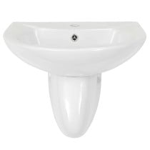 Umywalka Ścienna Ceramiczna Półokrągła Biała do Łazienki 52 cm