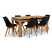 INSPIRO Zestaw stół C-16 dąb Wotan 160–200 cm + 6 czarnych krzeseł SL-02, 9869556
