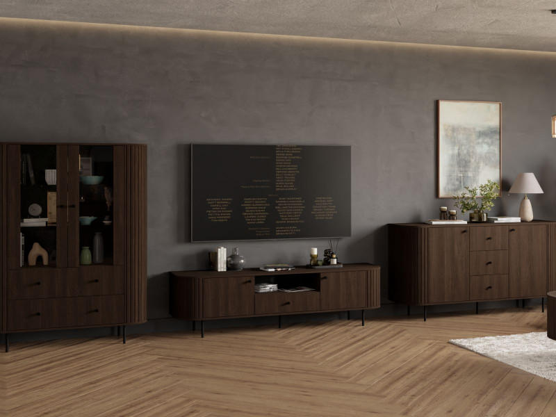 Elegancka komoda z trzema szufladami do salonu ZANTO DĄB DUNIN, 9870156