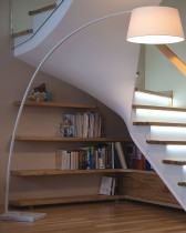 Lampa stojąca biała metalowa 188cm łukowa