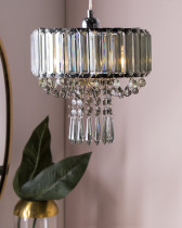 Lampa żyrandol kryształowy akryl metal szary
