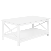Stolik kawowy z półką do salonu MDF 100 x 55 cm biały