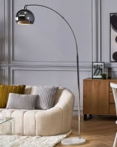 Lampa podłogowa stojąca metalowa srebrna