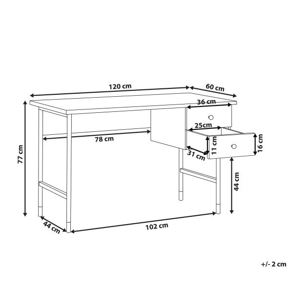 Biurko domowe z szufladami 120x60 jasny kolor, 9885969