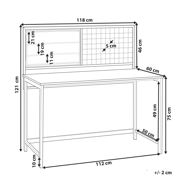 Biurko z tablicą na notatki 60x118cm ciemne drewno, 9886043