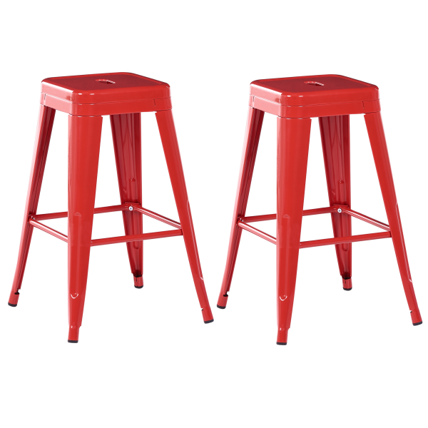 Zestaw 2 stołków barowych do kuchni stalowych 60cm czerwony, 9886365