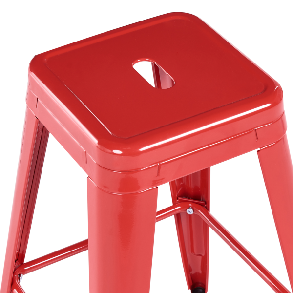 Zestaw 2 stołków barowych do kuchni stalowych 60cm czerwony, 9886370