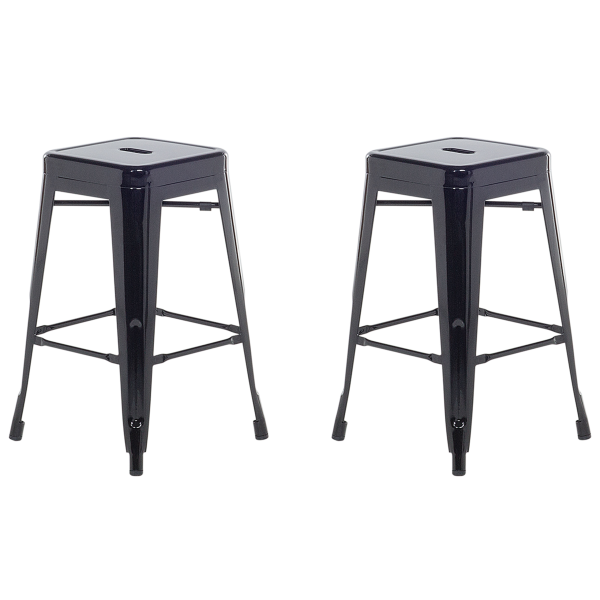 Zestaw 2 hokerów barowych 60 cm metalowych kuchnia jadalnia czarny, 9886373
