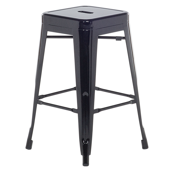 Zestaw 2 hokerów barowych 60 cm metalowych kuchnia jadalnia czarny, 9886376
