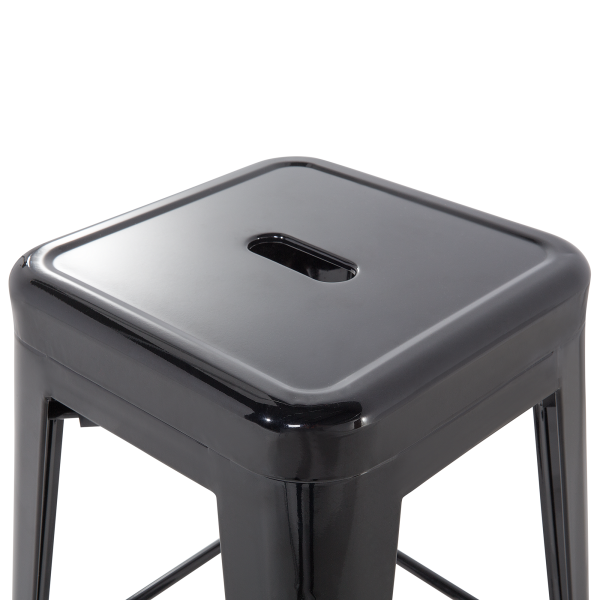 Zestaw 2 hokerów barowych 60 cm metalowych kuchnia jadalnia czarny, 9886378