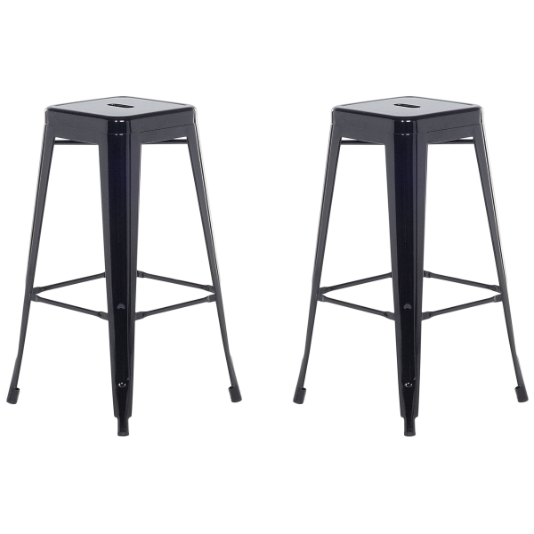 Zestaw 2 stołków barowych hockerów stalowy 76 cm czarny, 9886405