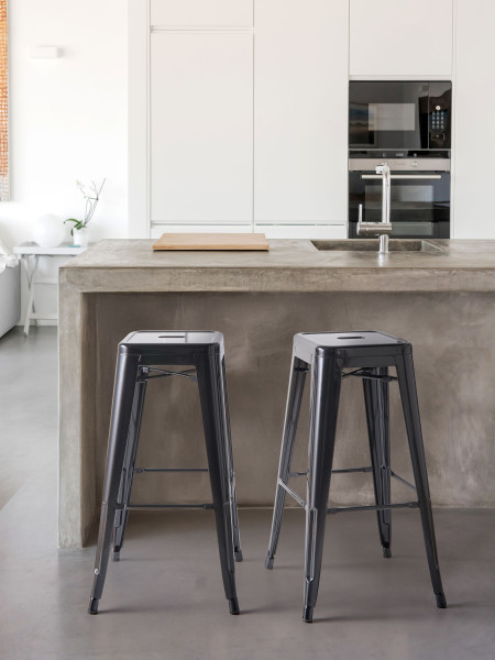 Zestaw 2 stołków barowych hockerów stalowy 76 cm czarny, 9886406