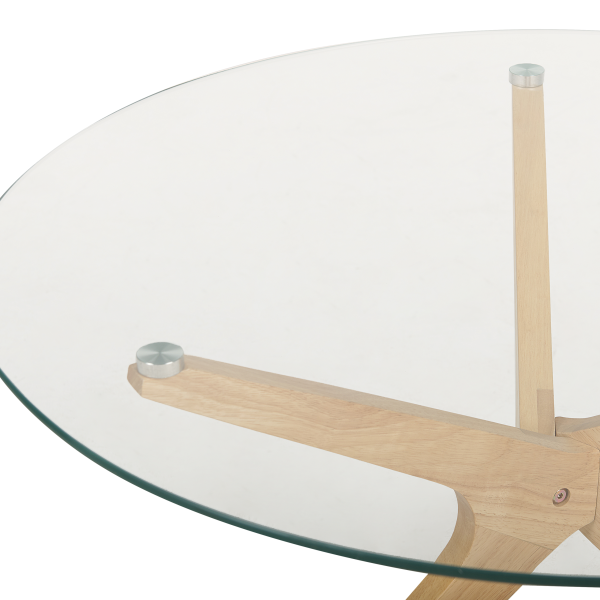Stolik kawowy do salonu ø 80 cm szkło jasne drewno, 9889123