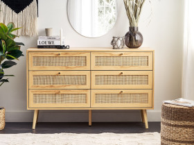 Komoda z 6 szufladami rattan plecionka boho