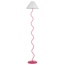 Lampa podłogowa abażur plisowany retro różowa
