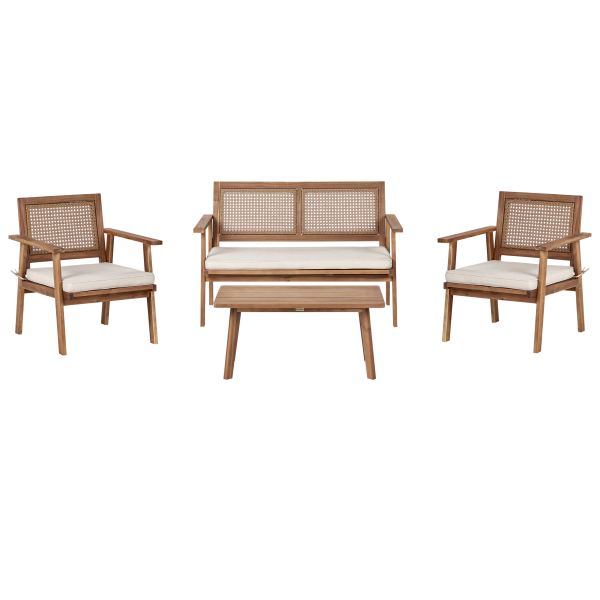 Zestaw ogrodowy drewniany 2 fotele sofa stolik, 9895868
