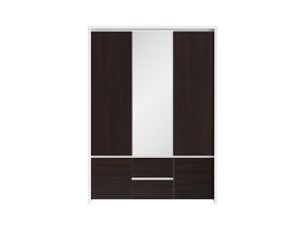 szafa pięciodrzwiowa Kaspian 153 cm z lustrem i szufladami biały/wenge