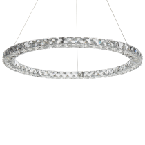 Lampa wisząca LED ring okrągła kryształowa srebrna