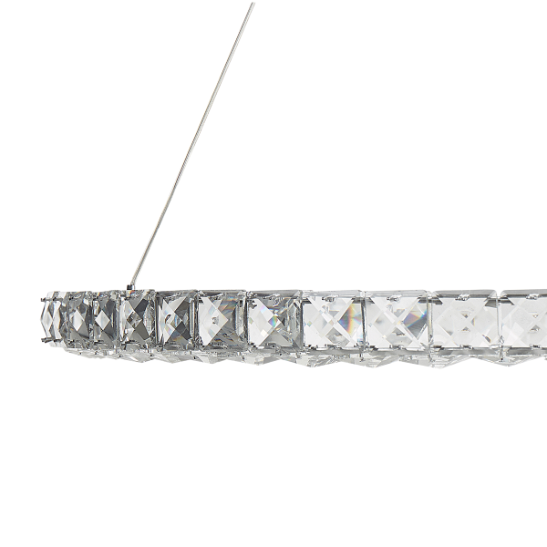 Lampa wisząca LED ring okrągła kryształowa srebrna, 9897990