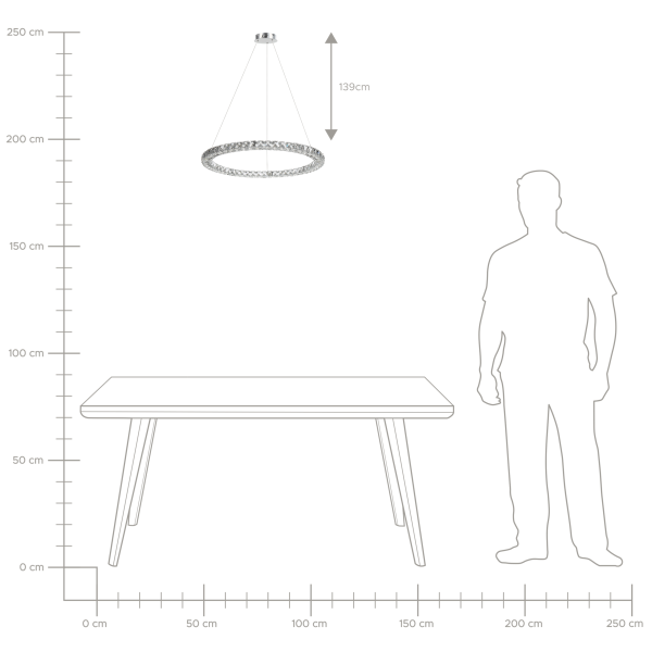 Lampa wisząca LED ring okrągła kryształowa srebrna, 9897992