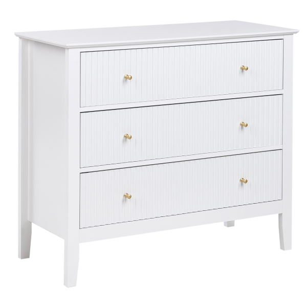 Komoda z 3 szufladami MDF salon sypialnia biała, 9900056
