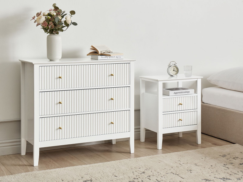 Komoda z 3 szufladami MDF salon sypialnia biała, 9900057