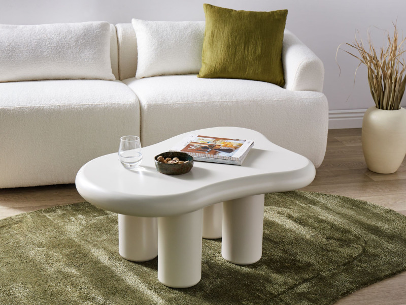 Stolik kawowy MDF okrągłe nóżki biały, 9905867
