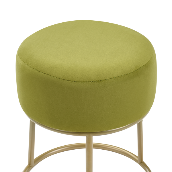 Okrągły taboret puf welurowy limonkowy, 9906673