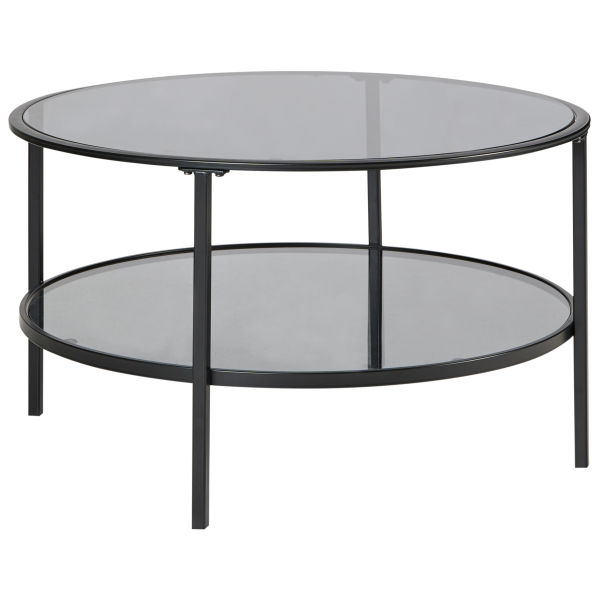 Stolik kawowy do salonu ø 80 cm szkło metal czarny, 9907095