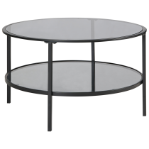 Stolik kawowy do salonu ø 80 cm szkło metal czarny