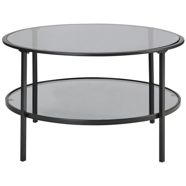 Stolik kawowy do salonu ø 80 cm szkło metal czarny, 9907098