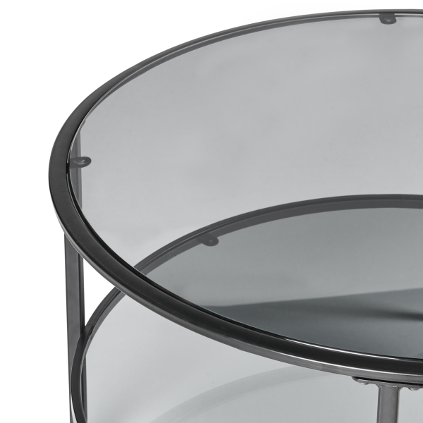 Stolik kawowy do salonu ø 80 cm szkło metal czarny, 9907099