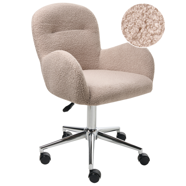 Fotel biurowy obrotowy boucle beżowe, 9908225