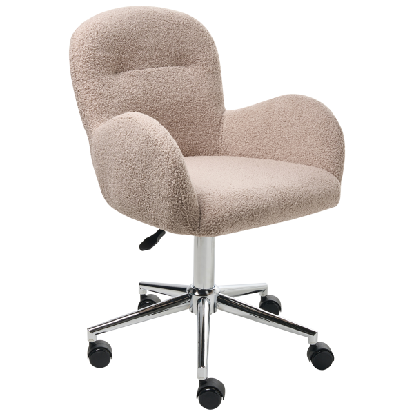 Fotel biurowy obrotowy boucle beżowe, 9908228
