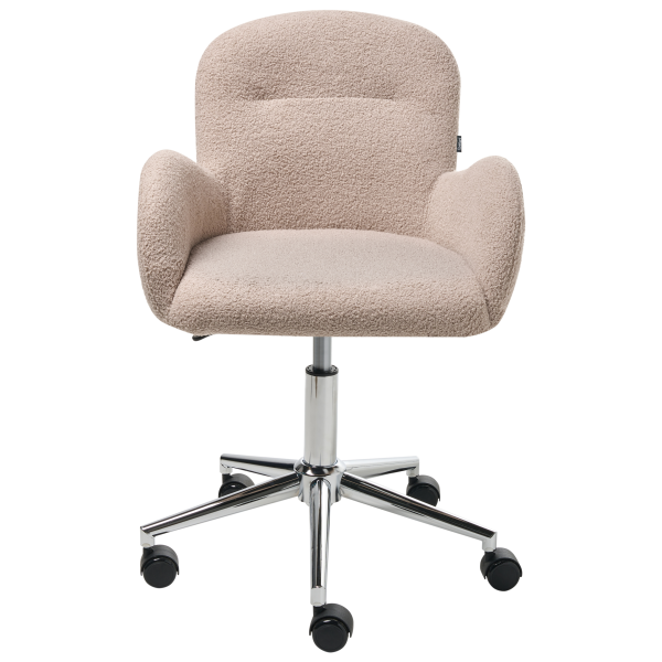 Fotel biurowy obrotowy boucle beżowe, 9908229