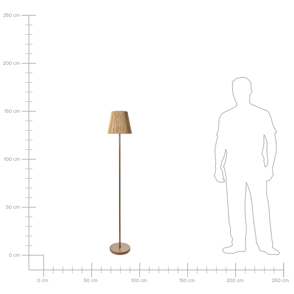 Lampa podłogowa brązowa metalowa podstawa papierowa plecionka klosz boho, 9909414
