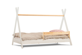 Łóżko pojedyncze drewniane TIPI Białe - SMARTWOOD®