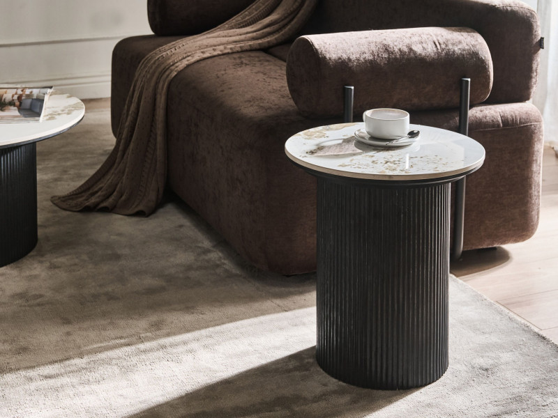 Stolik pomocniczy z ceramicznym blatem płyta MDF czarny, 9911812
