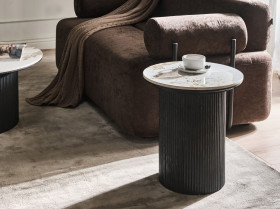 Stolik pomocniczy z ceramicznym blatem płyta MDF czarny