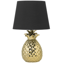 Lampka stołowa z podstawą w kształcie ananasa ceramiczna złota