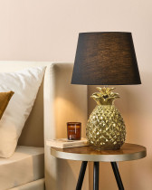 Lampka stołowa z podstawą w kształcie ananasa ceramiczna złota