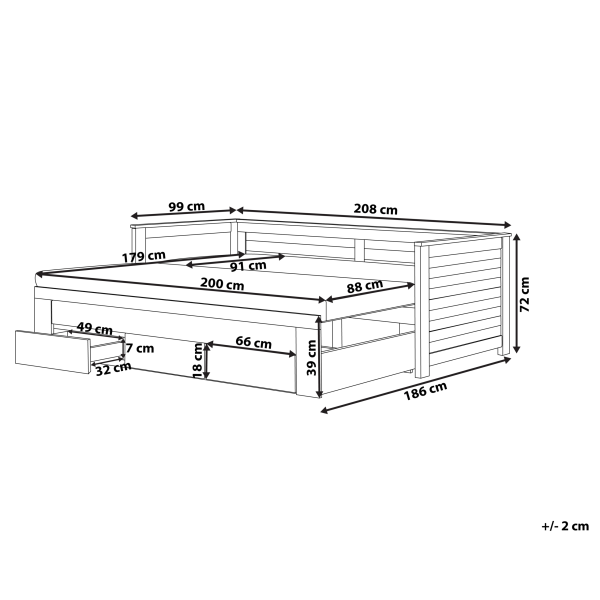 Łóżko wysuwane drewniane 90x200 białe, 9920584