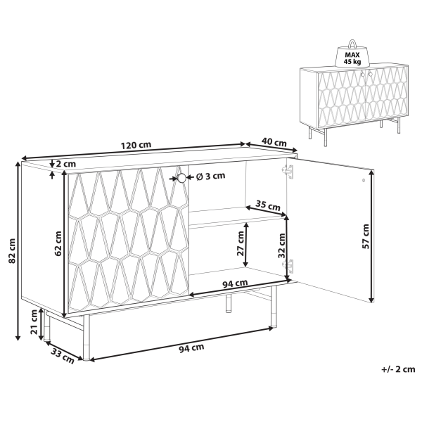 Komoda szafka z drzwiami 120 cm czarna, 9923699