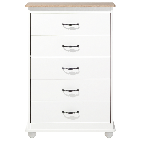 Komoda szafka 5 szuflad biała drewno, 9923731