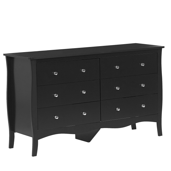 Komoda z 6 szufladami MDF metalowe uchwyty sypialnia salon czarna, 9923756