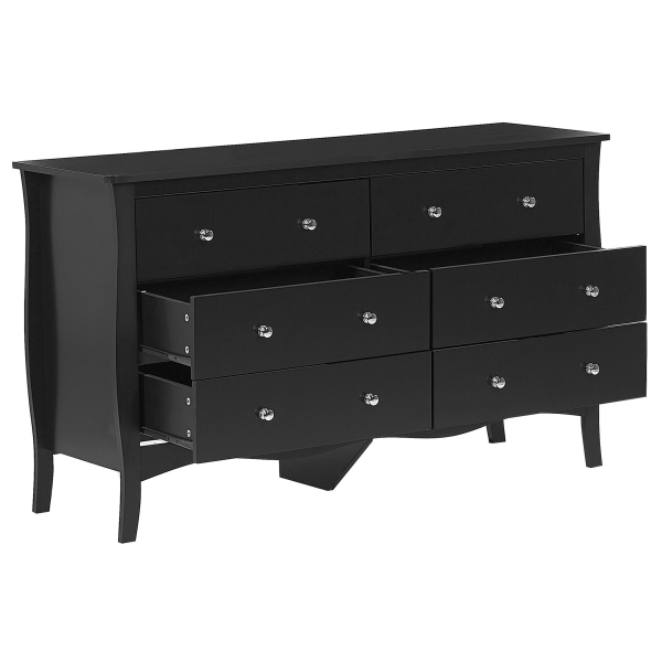 Komoda z 6 szufladami MDF metalowe uchwyty sypialnia salon czarna, 9923759