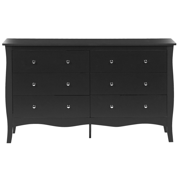 Komoda z 6 szufladami MDF metalowe uchwyty sypialnia salon czarna, 9923760