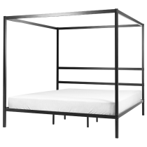 Łóżko metalowe 180 x 200 cm z baldachimem czarne
