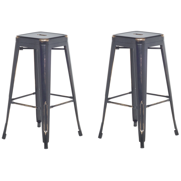 Zestaw 2 stołków barowych metalowy 76 cm czarno-złoty, 9929175