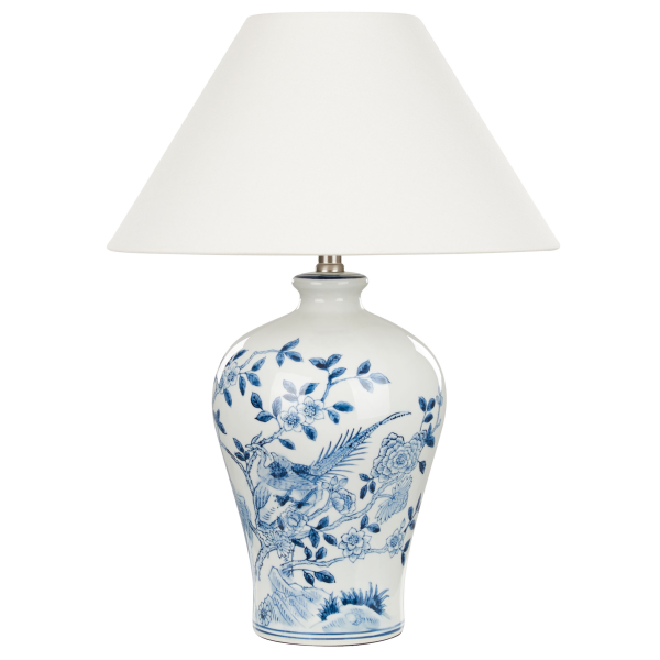 Lampa stołowa porcelanowa biało-niebieska, 9931027